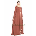 Multi layered abaya dress with frills- rust